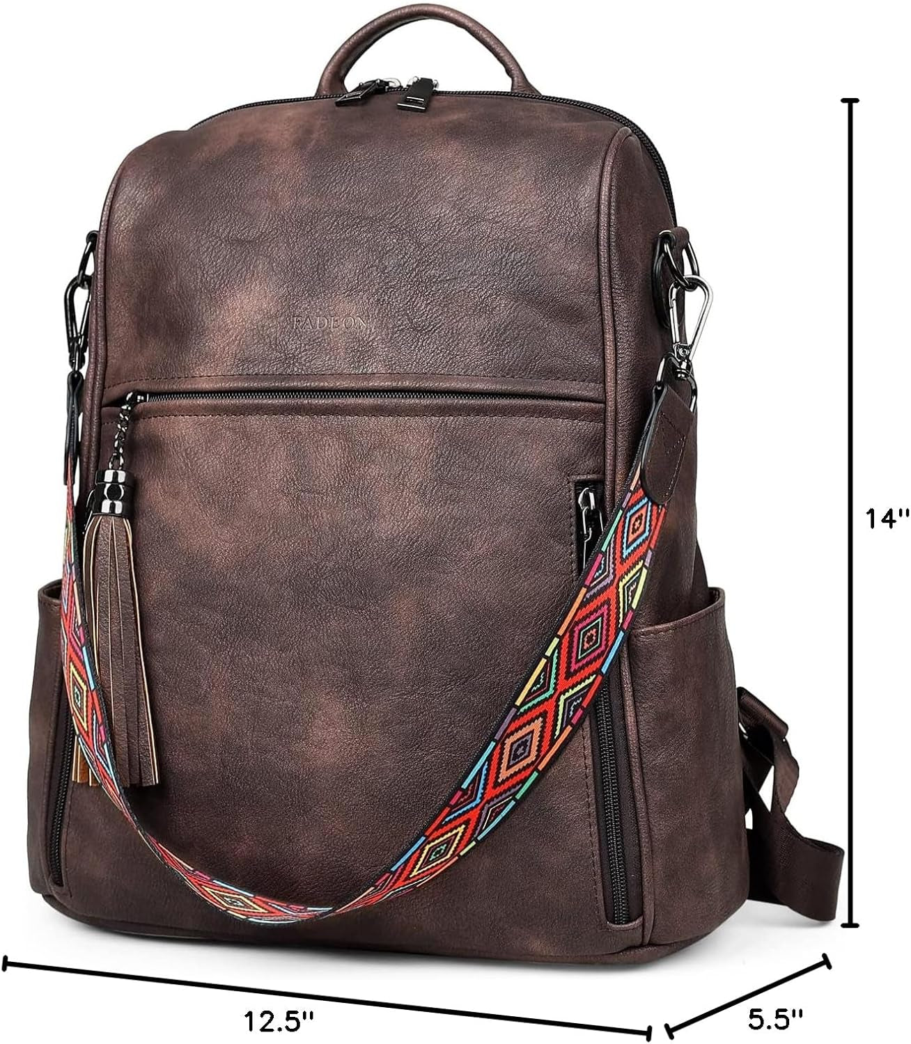 Leather Backpack for Women, 13 Inch, Travel Work Bag | Waterproof Vegan Leather Backpack Fits 13 Laptop, Water Bottle Pocket