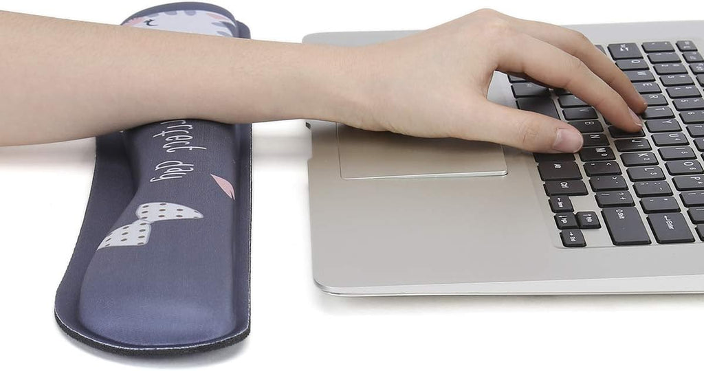 Keyboard Wrist Rest and Mouse Pad with Wrist Support, Memory Foam Set for Computer/Laptop/Mac,Gaming and Office, Sturdy & Comfortable & Lightweight for Easy Typing & Pain Relief (Cute Cat)