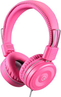 K22 Kids Headphones Wired 3.5Mm Jack, Foldable, Flamingo Pink | Stereo Tangle-Free 5Ft Long Cord, Plug-In, On-Ear Headset for Children, Boys, Girls, Ipad, School, Kindle, Travel, Plane