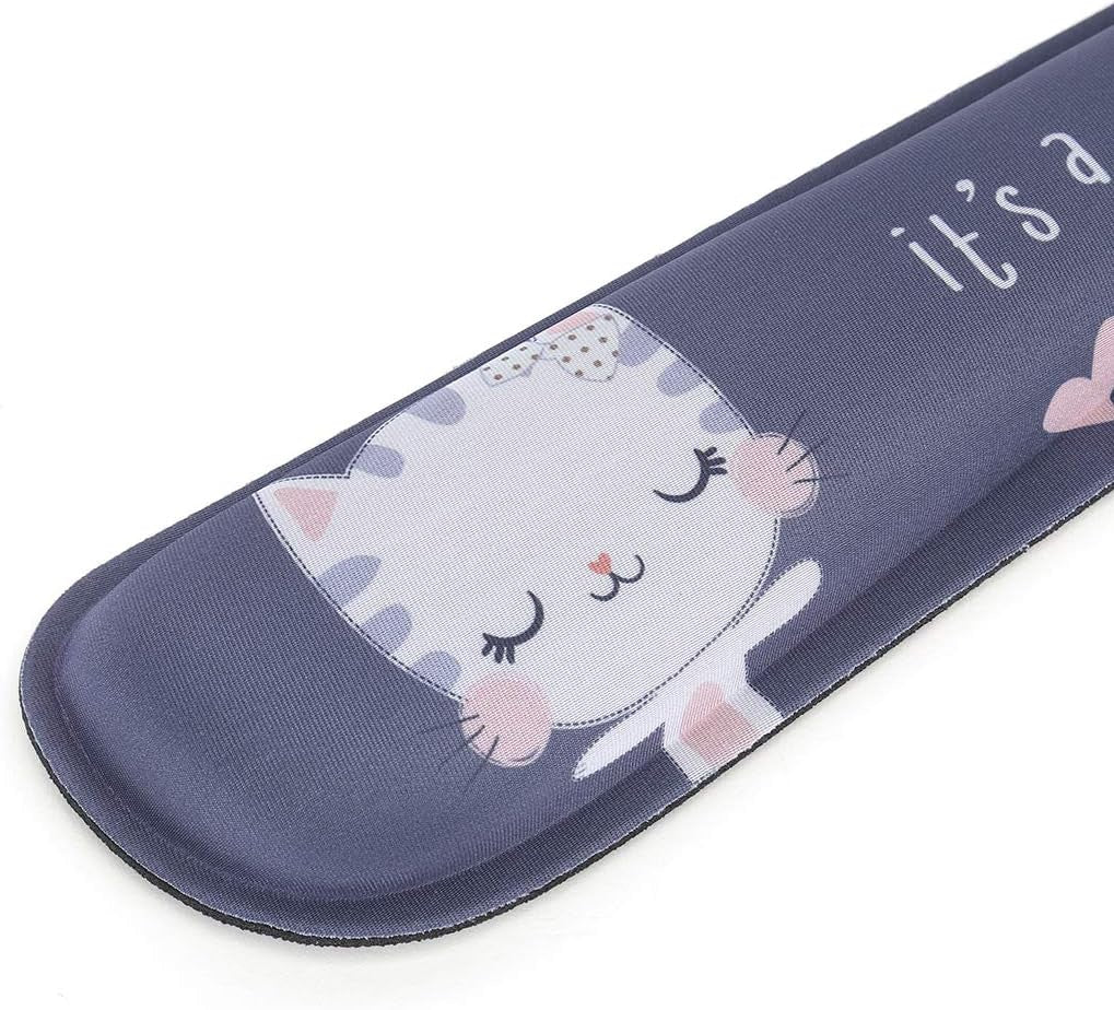 Keyboard Wrist Rest and Mouse Pad with Wrist Support, Memory Foam Set for Computer/Laptop/Mac,Gaming and Office, Sturdy & Comfortable & Lightweight for Easy Typing & Pain Relief (Cute Cat)