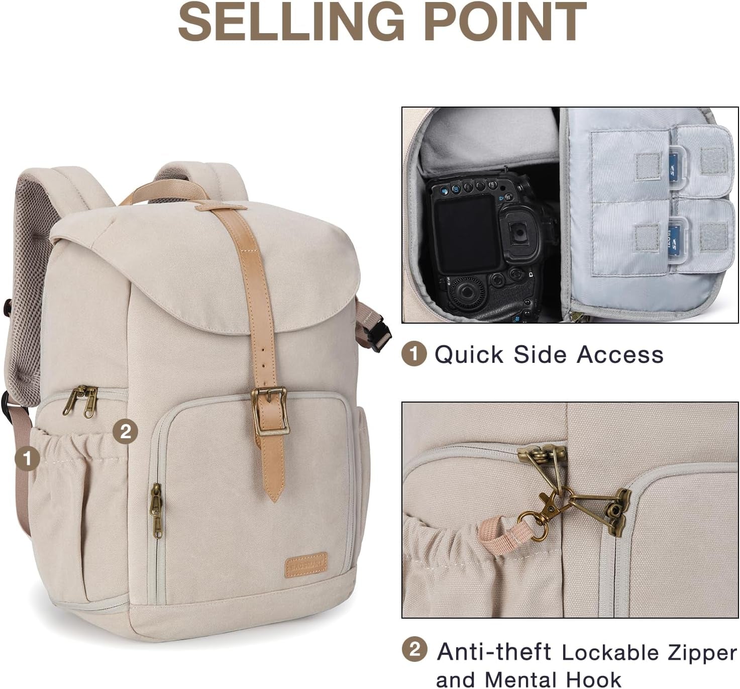 Camera Backpack DSLR Camera Bag Backpacks for Photographers | Waterproof Anti-Theft Photography Backpack with 15 Inch Laptop Compartment