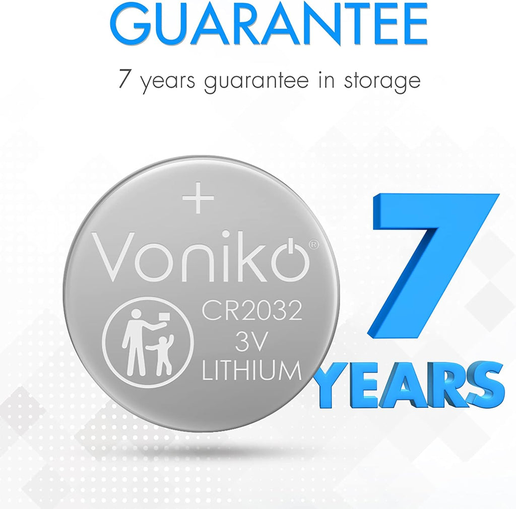 CR2032 3V Lithium Batteries 6 Pack for Child Safety, Compatible with Airtag, Key Fobs, Thermometers, Scales – 7 Years Shelf Life