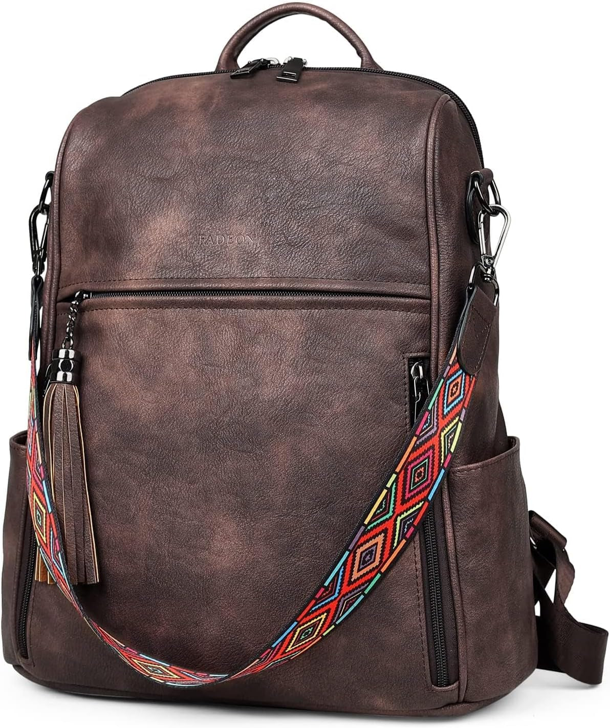 Leather Backpack for Women, 13 Inch, Travel Work Bag | Waterproof Vegan Leather Backpack Fits 13 Laptop, Water Bottle Pocket