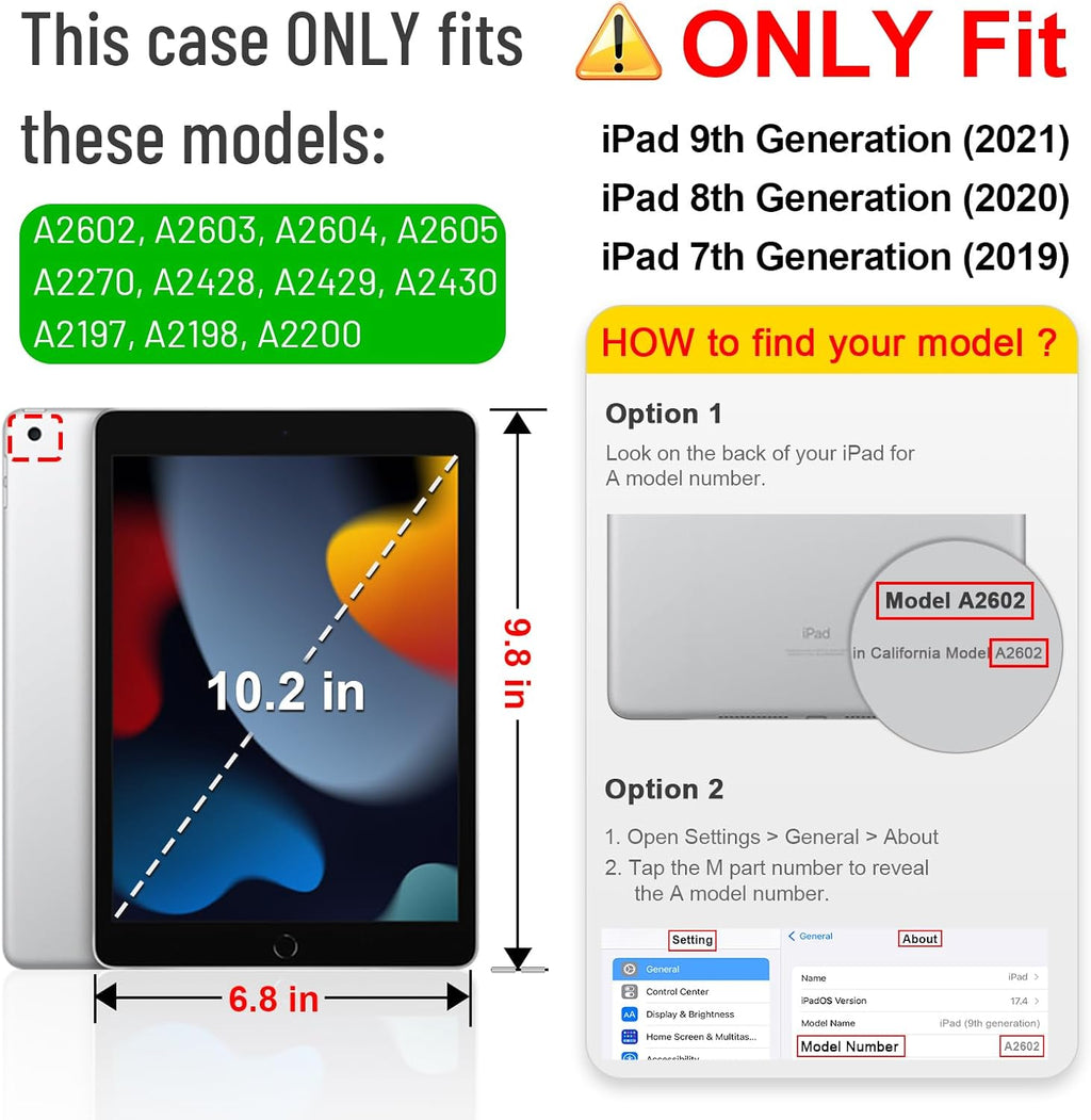 Multi-Angle Viewing Case for Ipad 9Th/8Th/7Th Generation 10.2 Inch