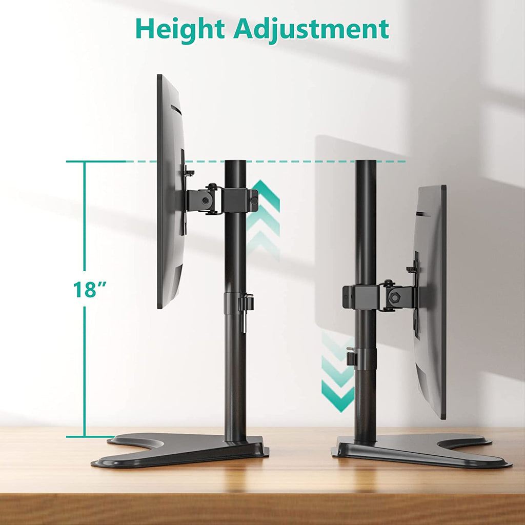 Freestanding Vesa Monitor Stand for 13-32 Inch Screens, up to 22 Lbs | Single Monitor Stand for Desk, Full Motion with Height Adjustment, Tilt, Swivel, Rotation, VESA 75/100Mm (MF001), Black
