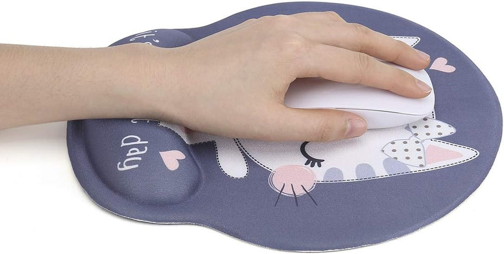 Keyboard Wrist Rest and Mouse Pad with Wrist Support, Memory Foam Set for Computer/Laptop/Mac,Gaming and Office, Sturdy & Comfortable & Lightweight for Easy Typing & Pain Relief (Cute Cat)