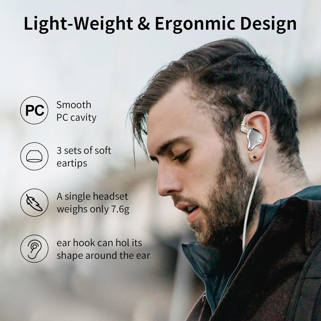 KZ ZS10 Pro in Ear Monitor, IEM Earbuds Headphone, Gaming Earbuds with 4BA and 1DD Drivers, KZ Hifi IEM Earphone Upgraded ZS10 with Detachable 0.75Mm 2 Pin 6N OFC Cable (Black No Mic)
