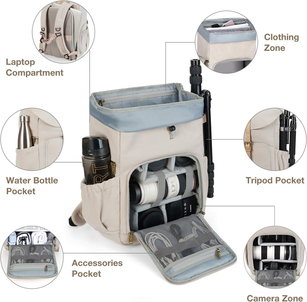 Camera Backpack DSLR Camera Bag Backpacks for Photographers | Waterproof Anti-Theft Photography Backpack with 15 Inch Laptop Compartment