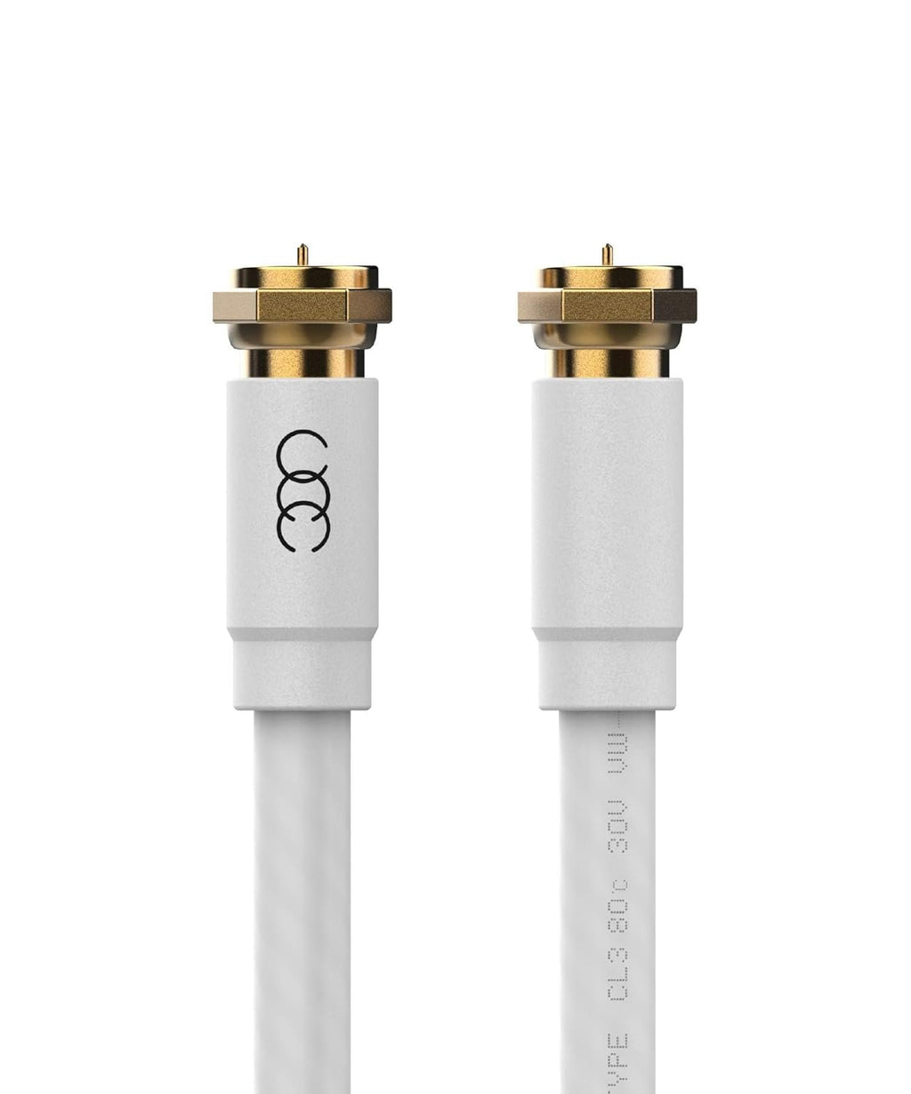 RG6 Coaxial Cable 30 FT, CL3 White Coax Cord TV Cable Wire, In-Wall Rated-Digital Audio Video Satellite Cable Extension, Gold Plated Compression Connectors - White