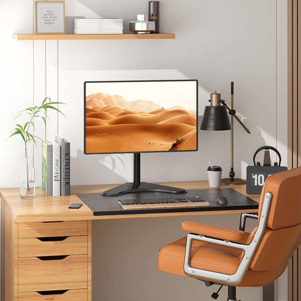 Freestanding Vesa Monitor Stand for 13-32 Inch Screens, up to 22 Lbs | Single Monitor Stand for Desk, Full Motion with Height Adjustment, Tilt, Swivel, Rotation, VESA 75/100Mm (MF001), Black