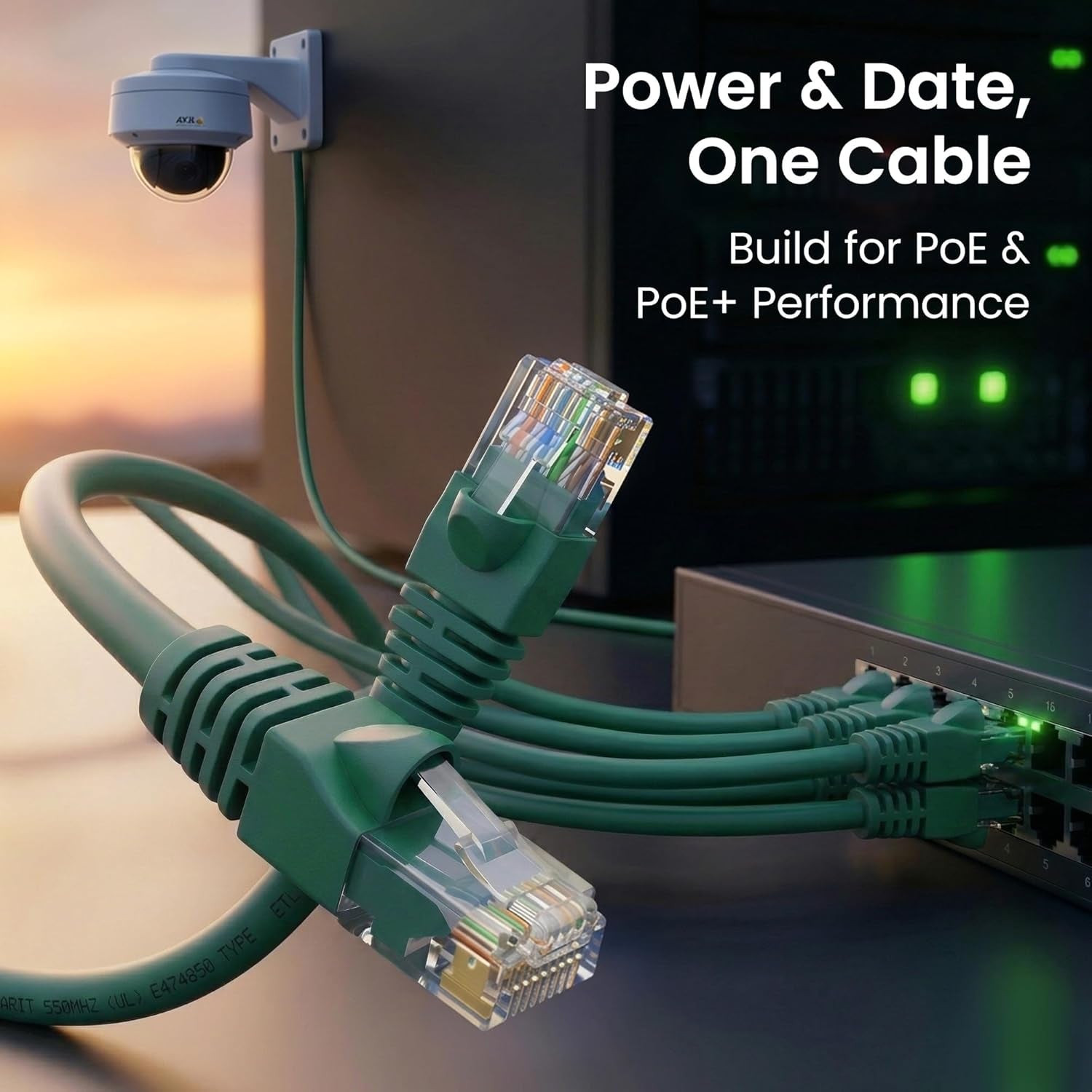 Cat6 Patch Cables Cat 6 Ethernet Cable 10 Ft 10-Pack Green | Ethernet Patch Cable, 10Gbps 550Mhz 24AWG Pure Copper, Snagless, Gold Plated RJ45 for Router, Server, Router, PC