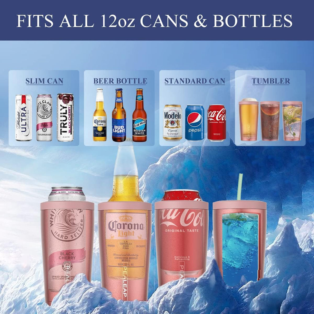 4-In-1 Insulated Slim Can Cooler for All 12Oz Cans & Beer Bottles