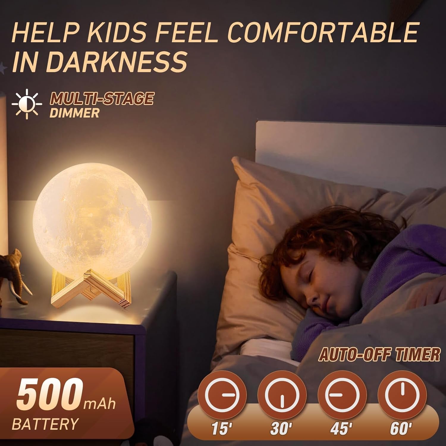 Moon Lamp, 16 Colors LED Night Light with Remote/Touch, Timer/Dimming 4.8In | 3D Printed Moon Light with Stand, 4 Modes, Kids Night Light for Bedroom Decor, Gifts for Kid Friend for Birthday Christmas