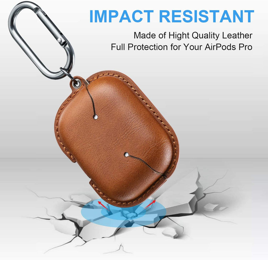 for Airpods Pro 1St/2Nd Case Leather with Keychain, Brown | Soft PU Leather, One Piece Airpods Pro 1St/2Nd Case, Shockproof Protective Cover, Front LED Charging Visible