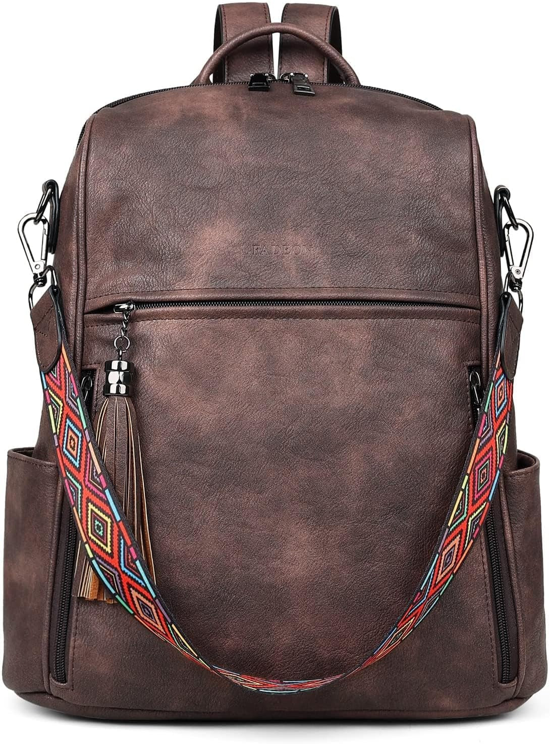 Leather Backpack for Women, 13 Inch, Travel Work Bag | Waterproof Vegan Leather Backpack Fits 13 Laptop, Water Bottle Pocket