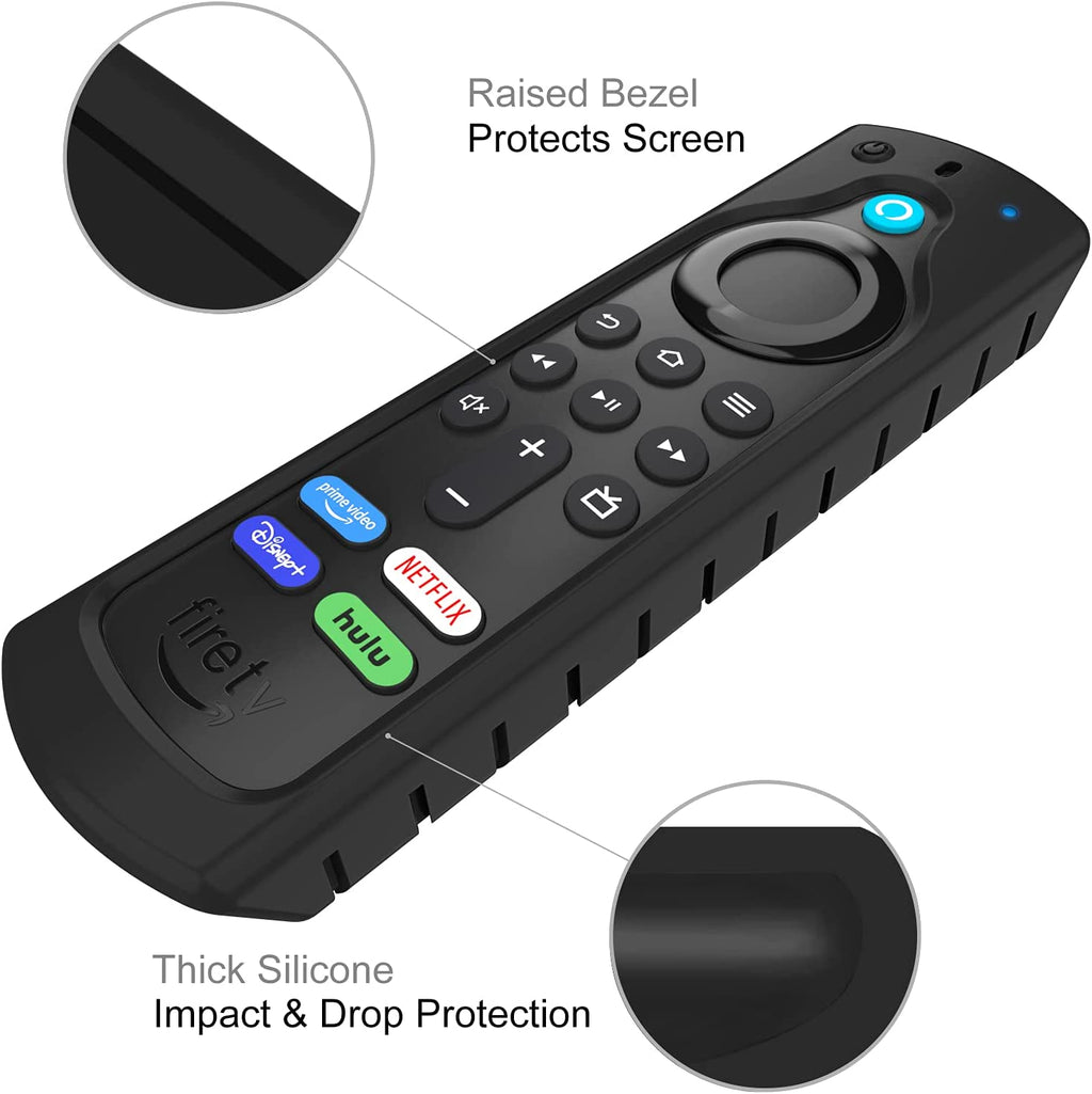 Silicone Case for Alexa Voice Remote (2Nd & 3Rd Generation) | Fire TV Stick HD/4K Select/4K plus Max/Fire TV Stick/Lite Remote, Shockproof Cover, Anti-Slip, Black