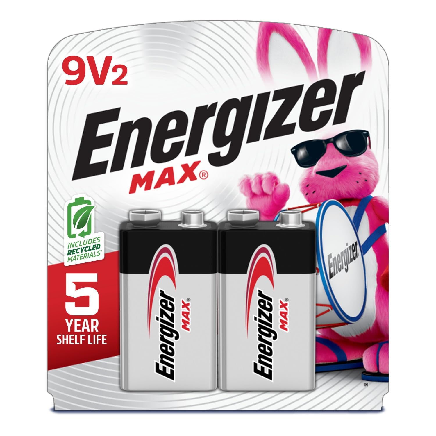 MAX 9V Batteries (2 Pack), 9 Volt Alkaline Batteries - Packaging May Vary