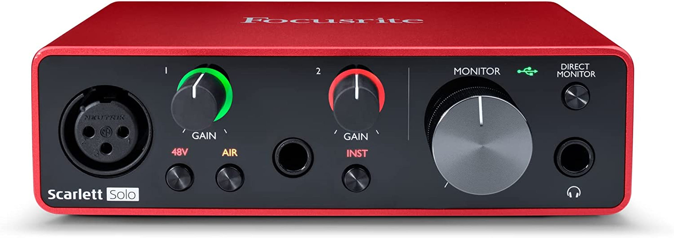 Scarlett Solo 3Rd Gen USB-C Audio Interface | 1 XLR Mic Preamp, 1 Hi-Z Instrument Input, 24-Bit/192Khz, 56Db Gain Range, Air Mode, Macos/Windows/Ipados Compatible