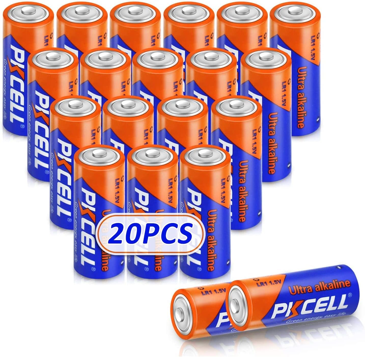 N Size 1.5V Alkaline Batteries, 20 Pack MN9100/E90/LR1 Battery | Compatible with Medical Devices, GPS Trackers, Flashlights, Key Fobs, 10-Year Shelf Life