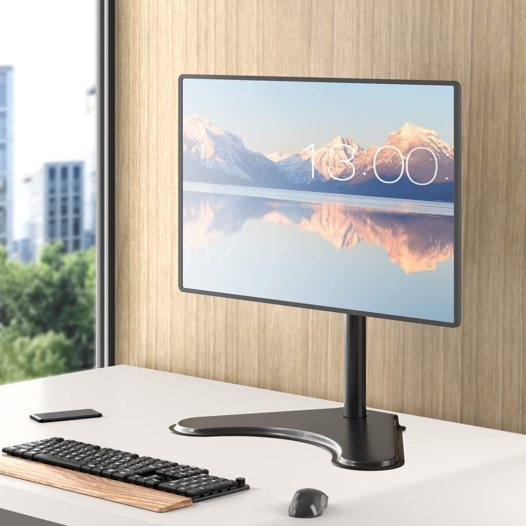 Freestanding Vesa Monitor Stand for 13-32 Inch Screens, up to 22 Lbs | Single Monitor Stand for Desk, Full Motion with Height Adjustment, Tilt, Swivel, Rotation, VESA 75/100Mm (MF001), Black