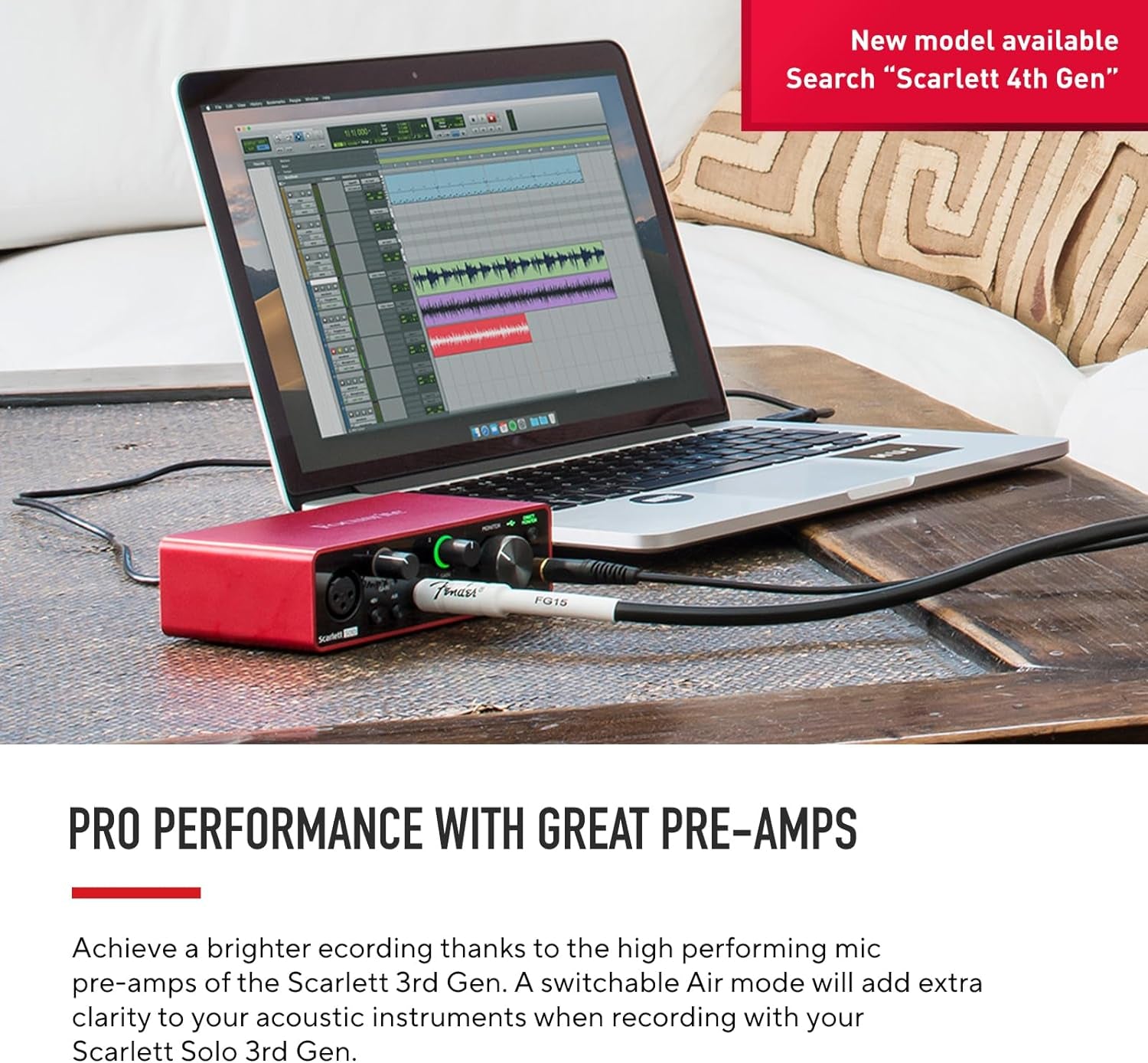 Scarlett Solo 3Rd Gen USB-C Audio Interface | 1 XLR Mic Preamp, 1 Hi-Z Instrument Input, 24-Bit/192Khz, 56Db Gain Range, Air Mode, Macos/Windows/Ipados Compatible