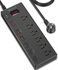 Power Strip,  Surge Protector with 6 AC Outlets & 6 USB Ports (3 USB-C & 3 USB-A), 20W PD Fast Charging USB-C, 6 Ft Flat Plug Extension Cord with Multiple Outlet, 1625W/13A, for Home Office