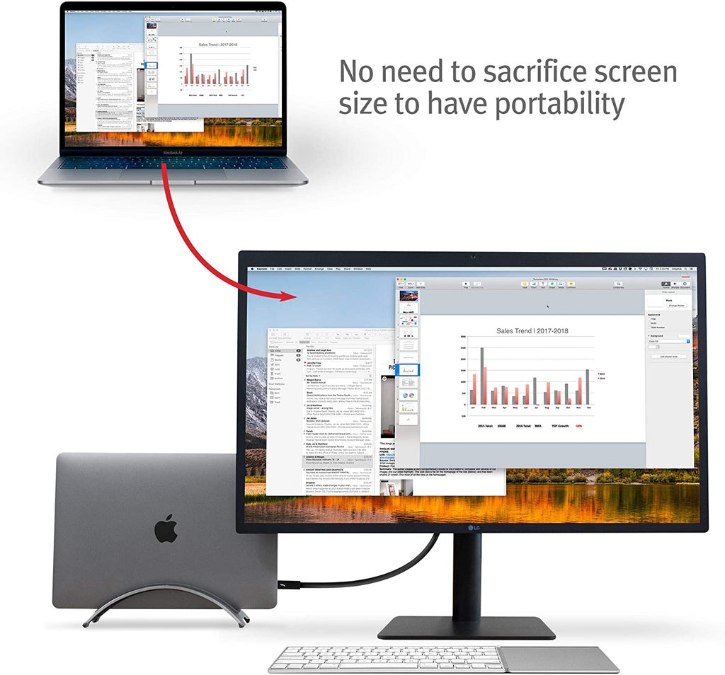 Bookarc for Macbook, Space-Saving Vertical Desktop Stand, Grey | Compact Laptop Stand for Comfortable Desktop Setup, Space-Saving Design, External Display Compatible, Silicone Insert