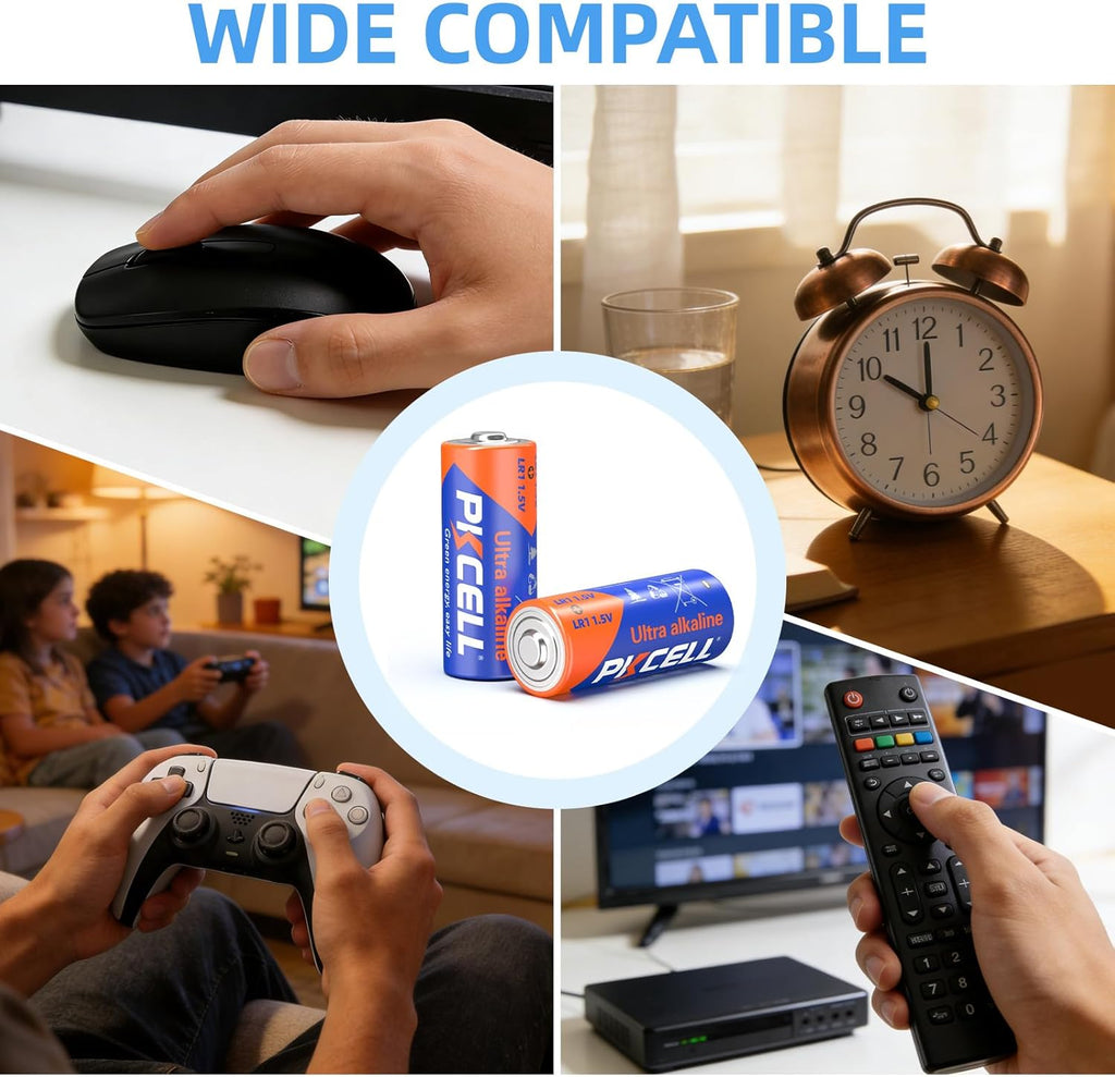 N Size 1.5V Alkaline Batteries, 20 Pack MN9100/E90/LR1 Battery | Compatible with Medical Devices, GPS Trackers, Flashlights, Key Fobs, 10-Year Shelf Life